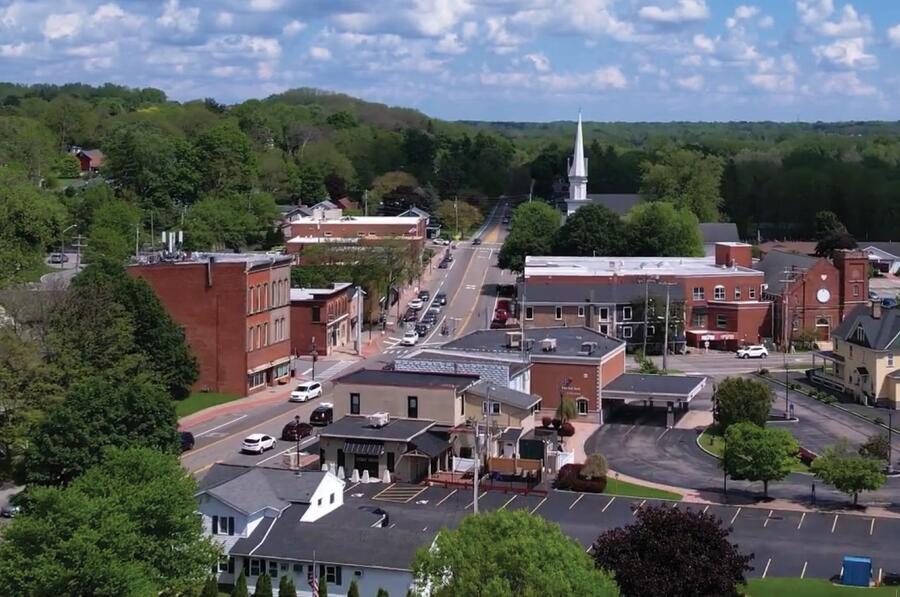 Aerial view of downtown Victor